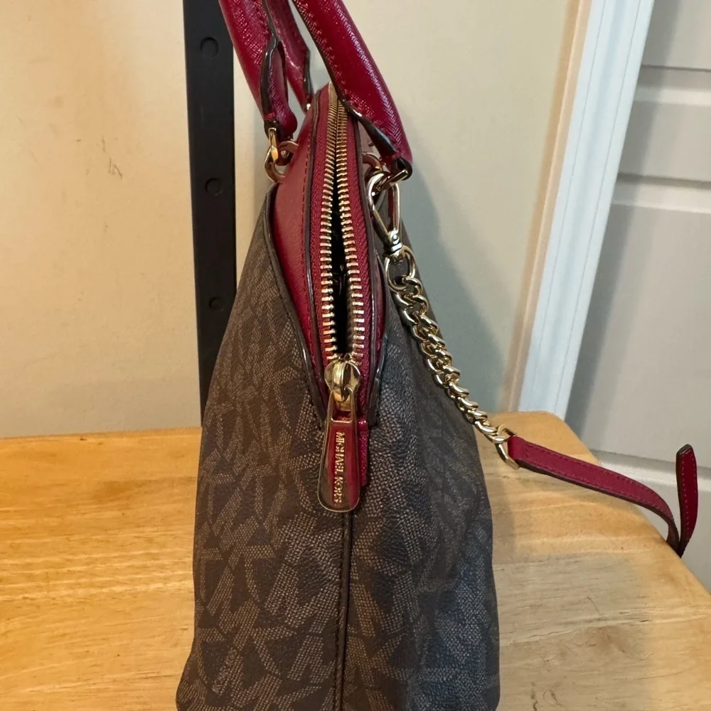 Michael Kors Red and Brown Handbag